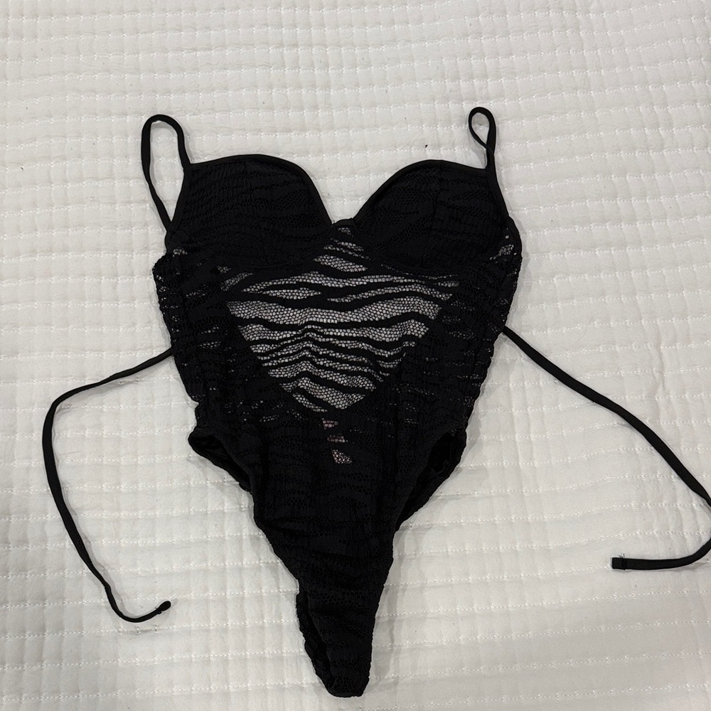 Black Lace One-Piece Swimsuit